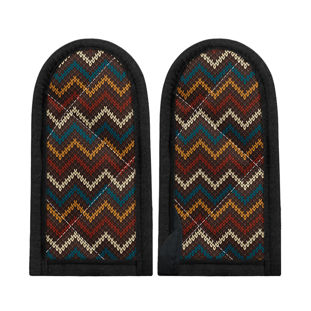 Vintage Chevron Knitted Pattern Print Skillet Handle Cover