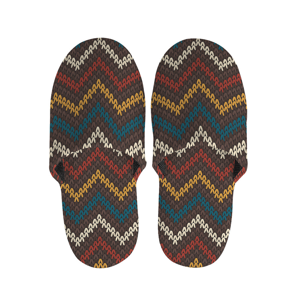 Vintage Chevron Knitted Pattern Print Slippers