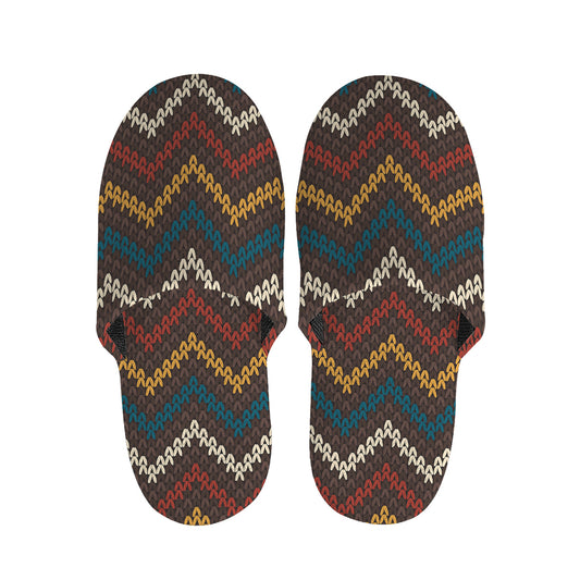 Vintage Chevron Knitted Pattern Print Slippers