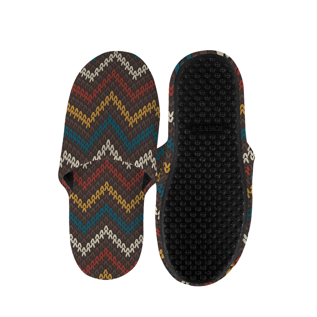 Vintage Chevron Knitted Pattern Print Slippers