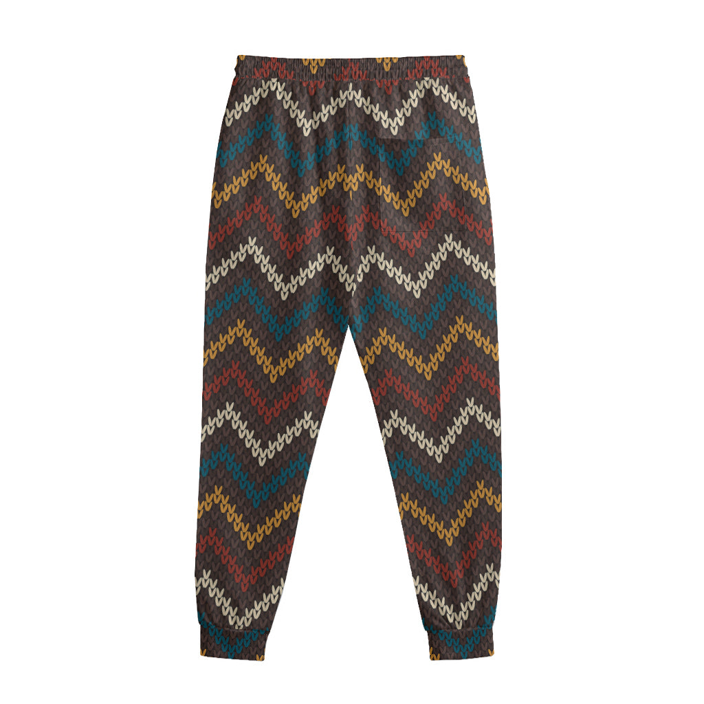 Vintage Chevron Knitted Pattern Print Sweatpants