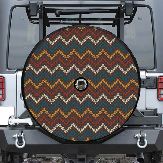 Vintage Chevron Knitted Pattern Print Tire Cover With Camera Hole