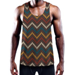Vintage Chevron Knitted Pattern Print Training Tank Top