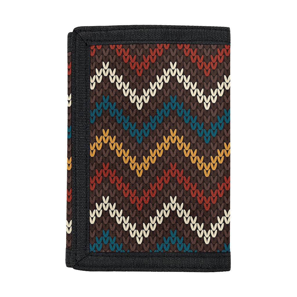 Vintage Chevron Knitted Pattern Print Trifold Wallet