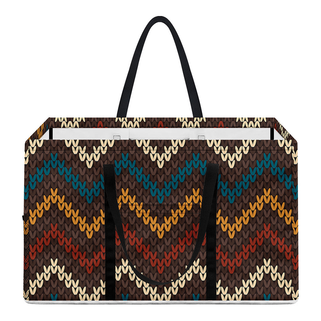 Vintage Chevron Knitted Pattern Print Utility Tote Bag