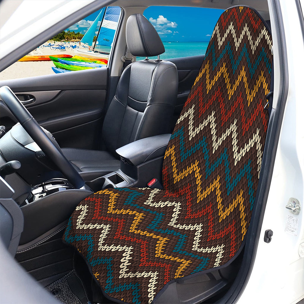 Vintage Chevron Knitted Pattern Print Waterproof Car Seat Cover