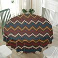 Vintage Chevron Knitted Pattern Print Waterproof Round Tablecloth