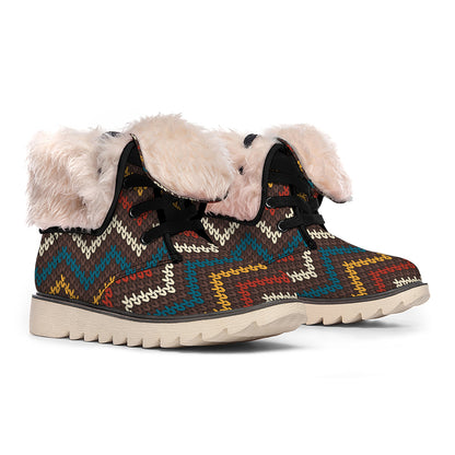 Vintage Chevron Knitted Pattern Print Winter Boots