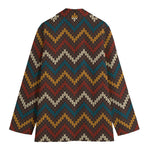 Vintage Chevron Knitted Pattern Print Women's Cotton Blazer