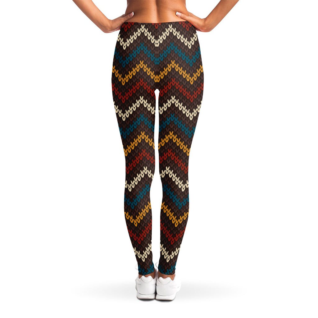 Vintage Chevron Knitted Pattern Print Women's Leggings