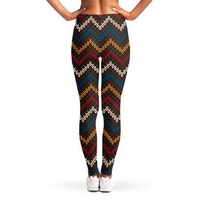 Vintage Chevron Knitted Pattern Print Women's Leggings