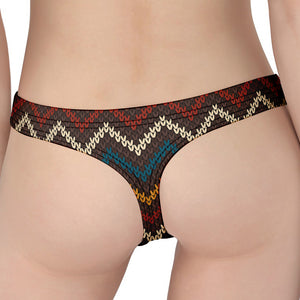 Vintage Chevron Knitted Pattern Print Women's Thong