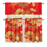 Vintage Chinese Flower Print 3 Piece Kitchen Curtains