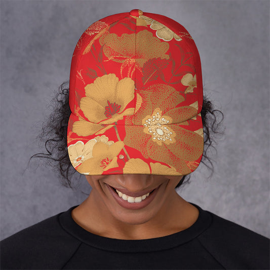 Vintage Chinese Flower Print Baseball Cap