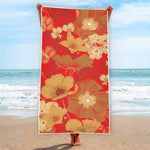 Vintage Chinese Flower Print Beach Towel