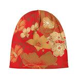 Vintage Chinese Flower Print Beanie