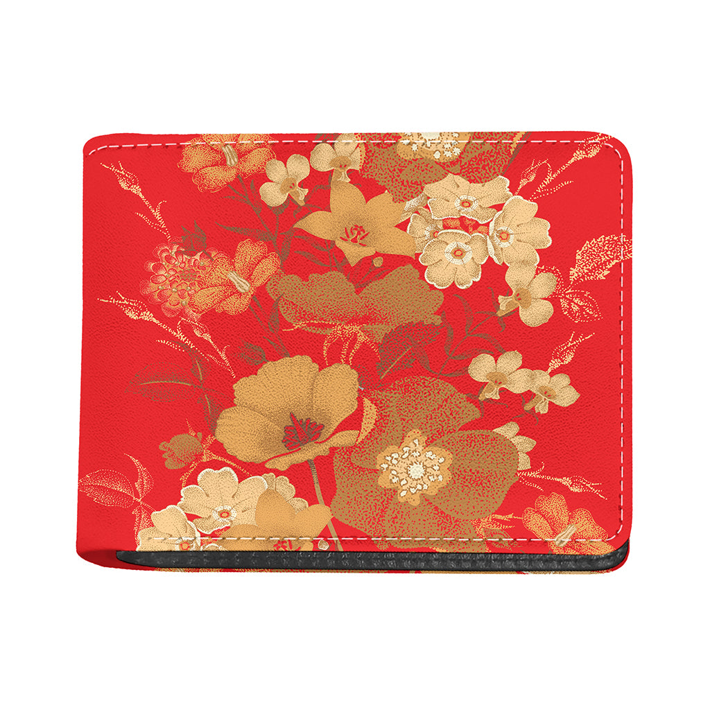 Vintage Chinese Flower Print Bifold Wallet