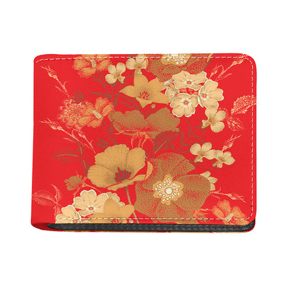 Vintage Chinese Flower Print Bifold Wallet