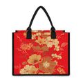 Vintage Chinese Flower Print Canvas Tote Bag