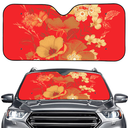 Vintage Chinese Flower Print Car Windshield Sun Shade