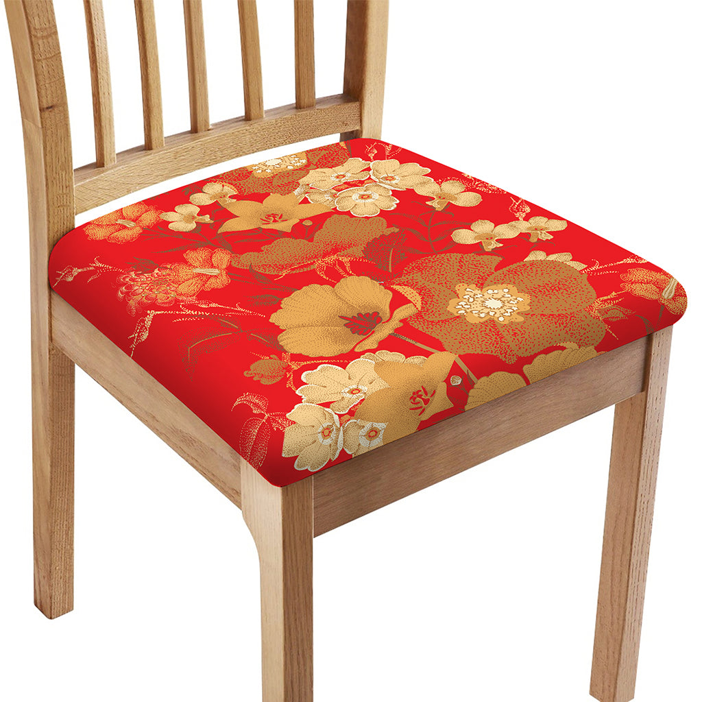 Vintage Chinese Flower Print Chair Cushion Cover