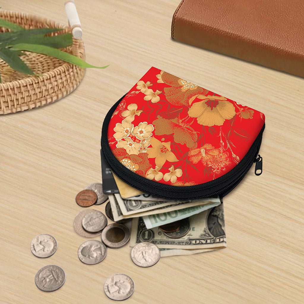 Vintage Chinese Flower Print Coin Purse