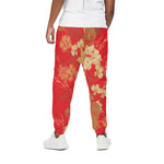 Vintage Chinese Flower Print Cotton Pants