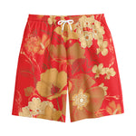 Vintage Chinese Flower Print Cotton Shorts