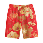 Vintage Chinese Flower Print Cotton Shorts