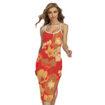 Vintage Chinese Flower Print Cross Back Cami Dress