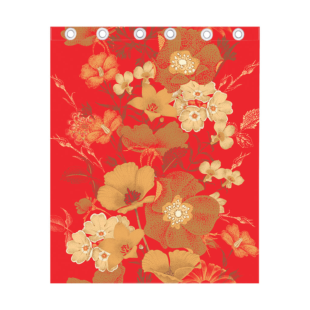 Vintage Chinese Flower Print Curtain
