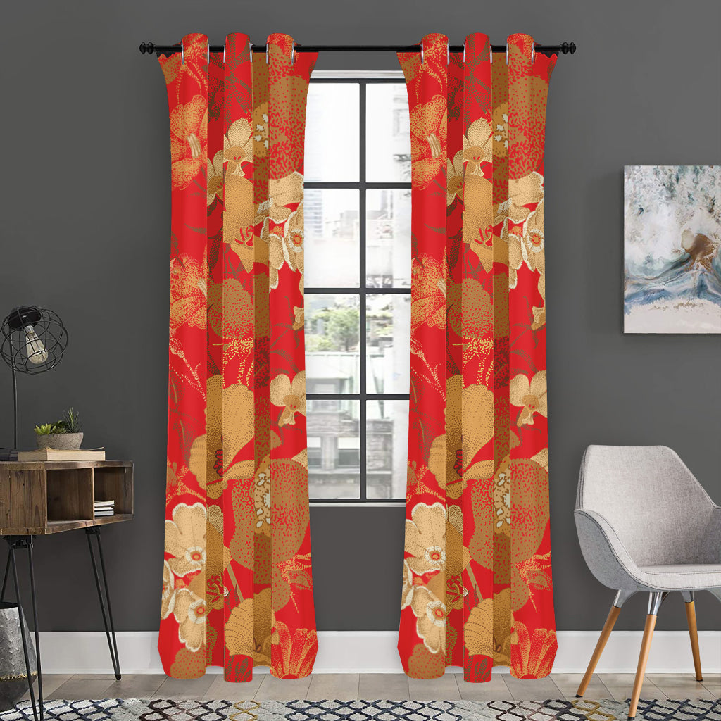 Vintage Chinese Flower Print Curtain