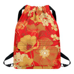 Vintage Chinese Flower Print Drawstring Backpack