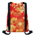 Vintage Chinese Flower Print Drawstring Backpack