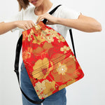Vintage Chinese Flower Print Drawstring Backpack