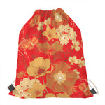 Vintage Chinese Flower Print Drawstring Bag