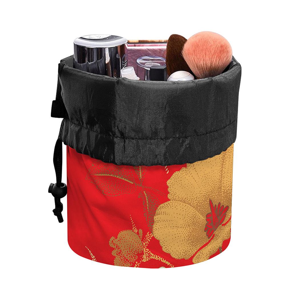 Vintage Chinese Flower Print Drawstring Makeup Bag