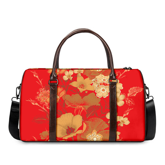 Vintage Chinese Flower Print Duffle Bag