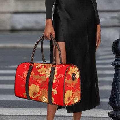 Vintage Chinese Flower Print Duffle Bag