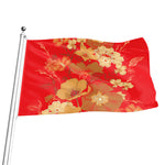 Vintage Chinese Flower Print Flag