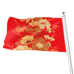 Vintage Chinese Flower Print Flag