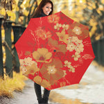 Vintage Chinese Flower Print Foldable Umbrella