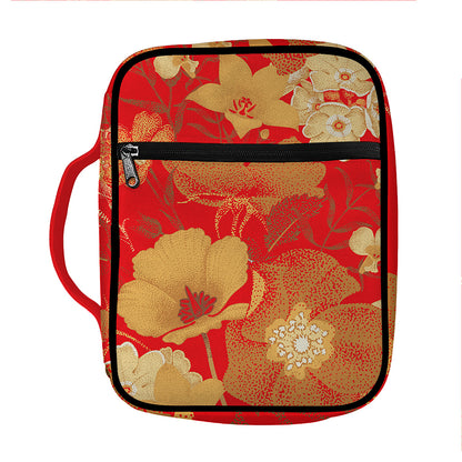 Vintage Chinese Flower Print Front Pocket Bible Bag