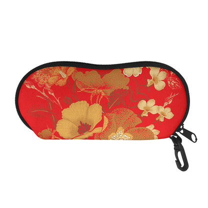 Vintage Chinese Flower Print Glasses Case