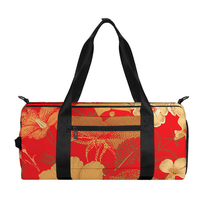 Vintage Chinese Flower Print Gym Bag