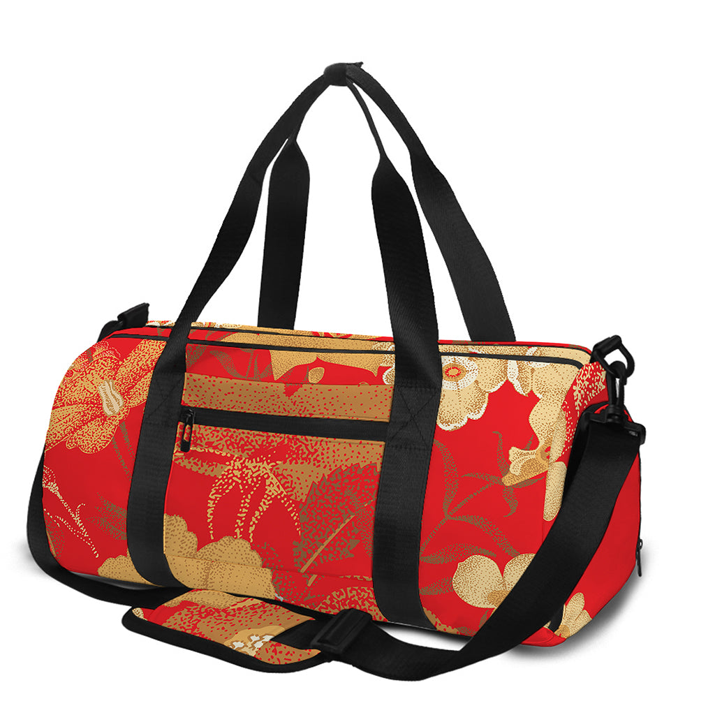 Vintage Chinese Flower Print Gym Bag