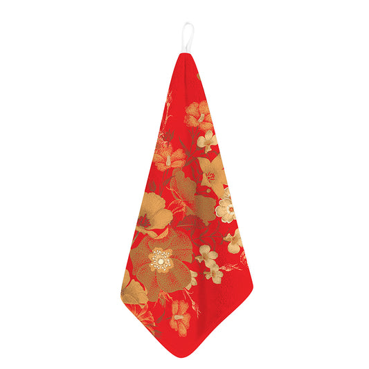 Vintage Chinese Flower Print Hand Towel