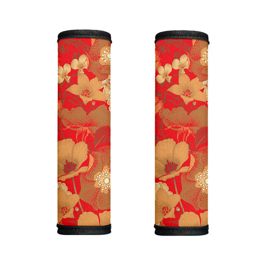 Vintage Chinese Flower Print Handle Covers