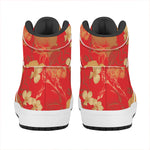 Vintage Chinese Flower Print High Top Leather Sneakers