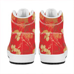 Vintage Chinese Flower Print High Top Leather Sneakers
